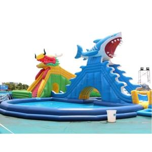 14*18m Inflatable Water Park with 1200w Blower and 1-20 People Capacity Dragon