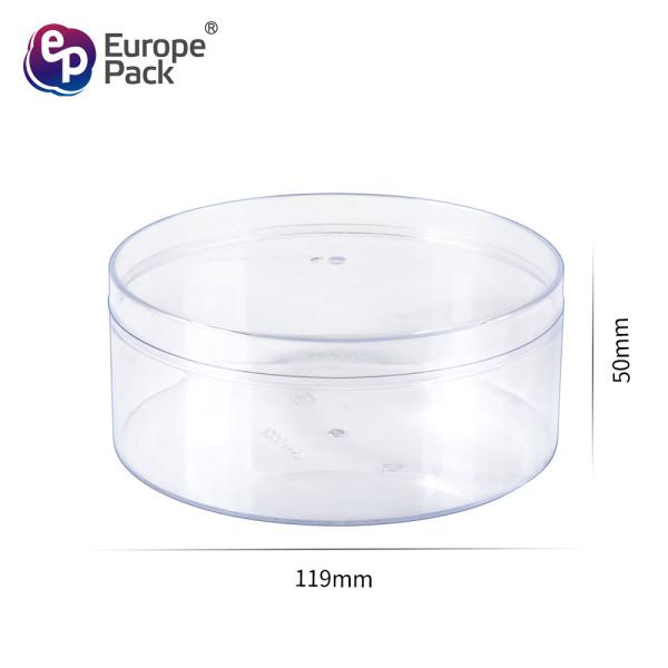 Wholesale plastic food storage clear round PS nut pastry box for baked goods packaging with lid