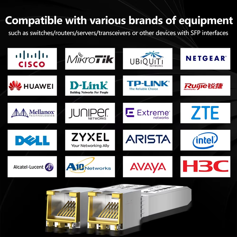 10/100/1000M Copper SFP Transceiver 1.25 G SFP To RJ45 Connect With Cat5 Cat6 Copper Cable LAN Network