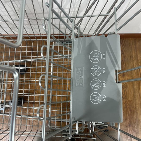 125L Asian Style Supermarket Metal Wire Shopping Trolley with Plastic Cover