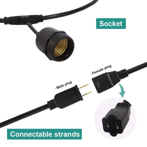 15M S14 LED Outdoor String Lights E27 Retro Edison Filament Bulb Garden Festoon Christmas Lights Garlands Patio porch lights