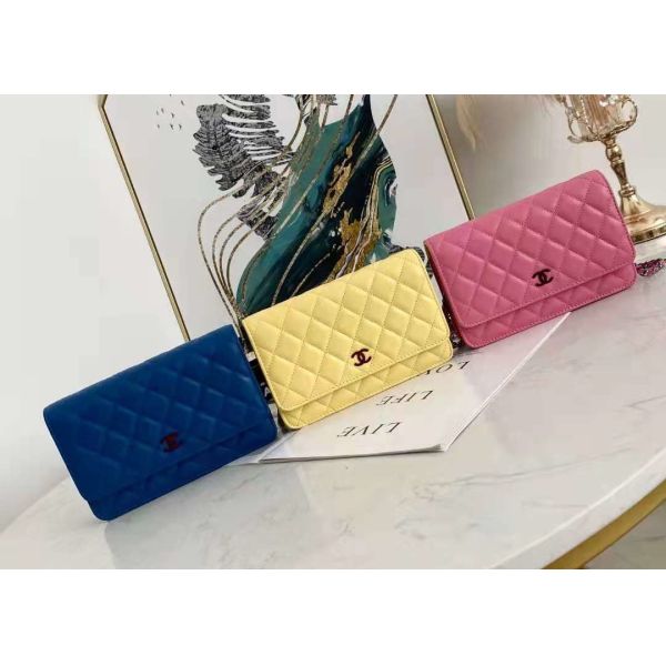 Inclined Shoulder Cowhide 19cm Luxury Brand Wallet With Chain