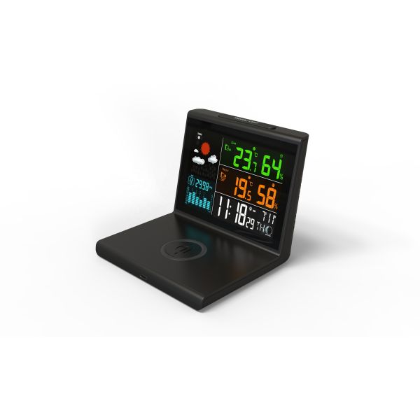 CE ROHS Stations météorologiques pour la maison Station météorologique sans fil en plastique avec chargeur sans fil