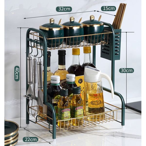 Two Tier Countertop Kitchen Rack 365x220x400mm Specification Foe Spice Condiment