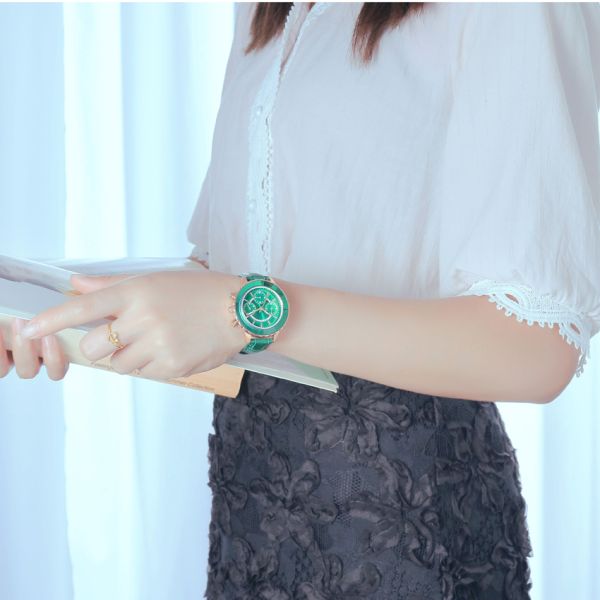 Дозор моды женщин диапазона неподдельной кожи с движением кварца хронографа Японии