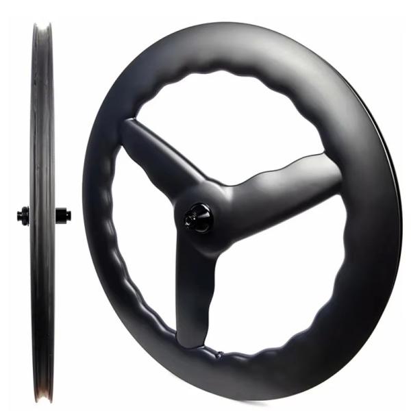 Rear Fixed Gear 700C Road Bike Wheelset 3 Spoke 70mm Depth With Wave Circle Disc Brake System
