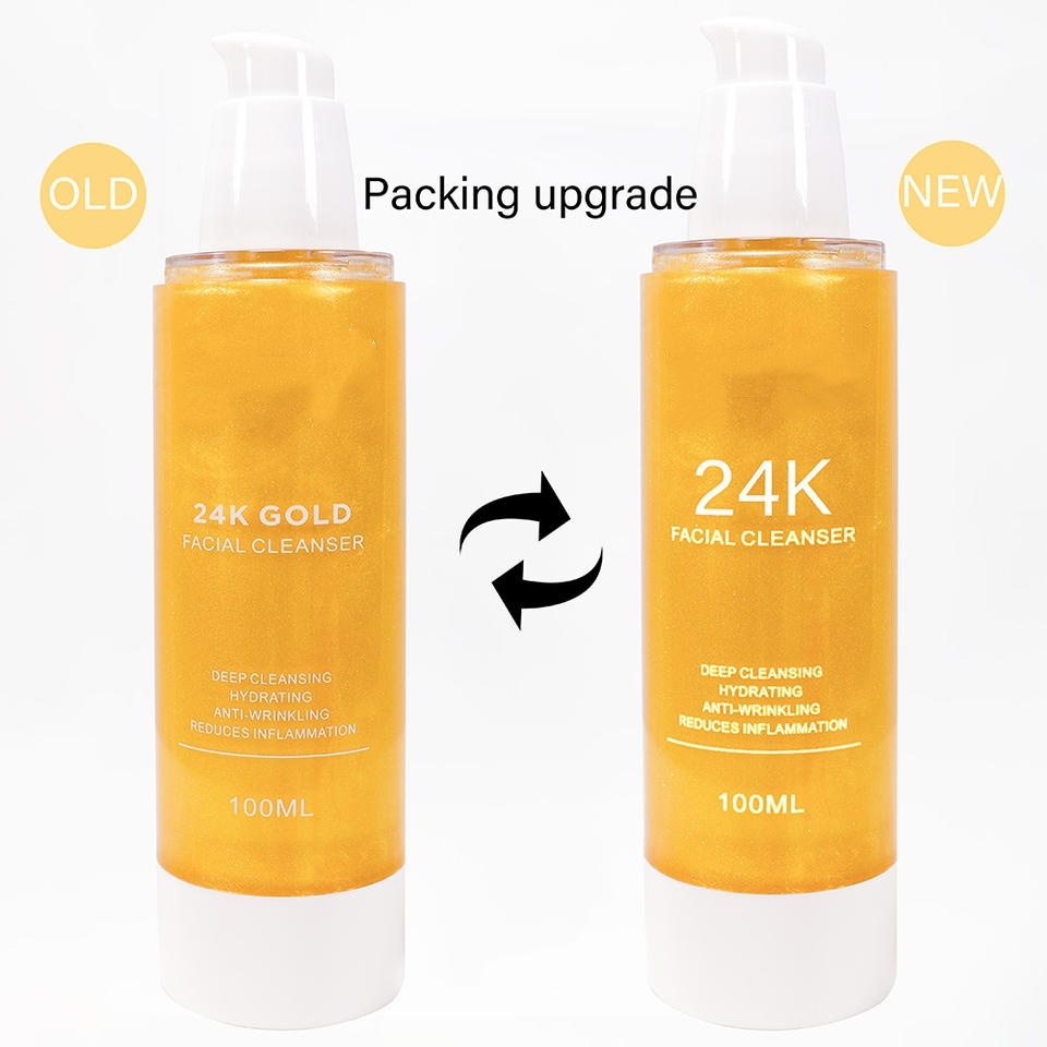 OEM ODM brand organic natural skincare products 24k gold deep cleansing exfoliating moisturizing cleanser facial cleanser