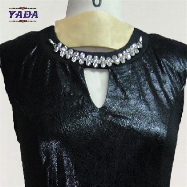 Мода пу коктейль лето леди без рукав платье женщины офисные униформы платья с красным аппликатом