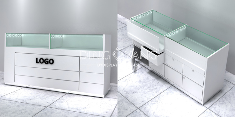 2  jewellery showcases for sale.jpg Глянцевые белые ювелирные витрины витрины полностью с светодиодными лампами замки закрыты большие хранилища
