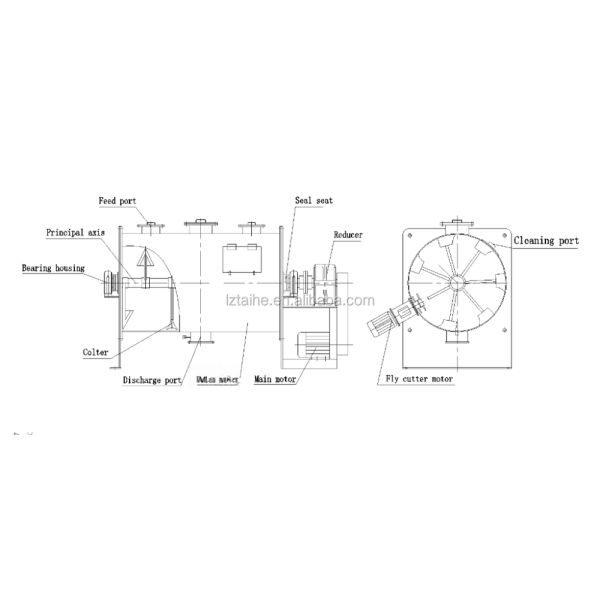SUS304L Motorized Horizontal Colter Mixer with Fly Cutter and Motor Drive