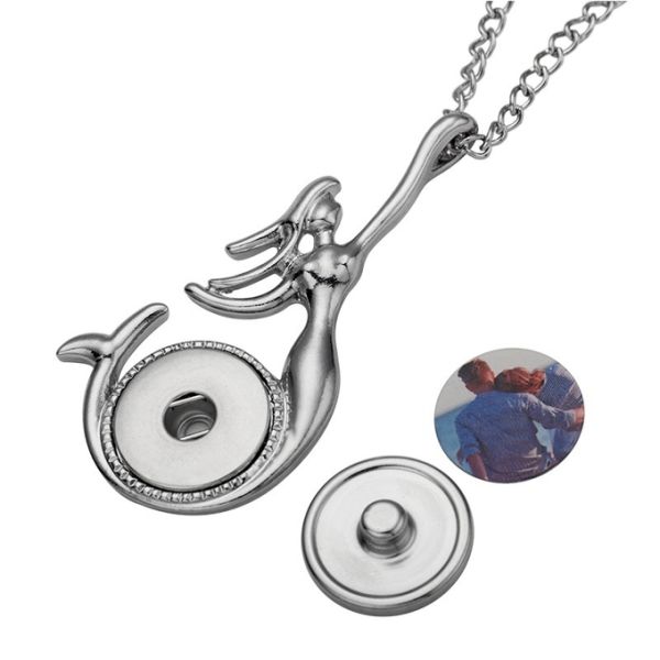 Collier personnalisé pour la fête des mères, sublimation, collier à bouton-pression sirène, bijoux pour maman