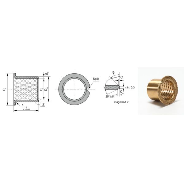 Wrapped Split Sleeve 092 Bronze Flange Bearings
