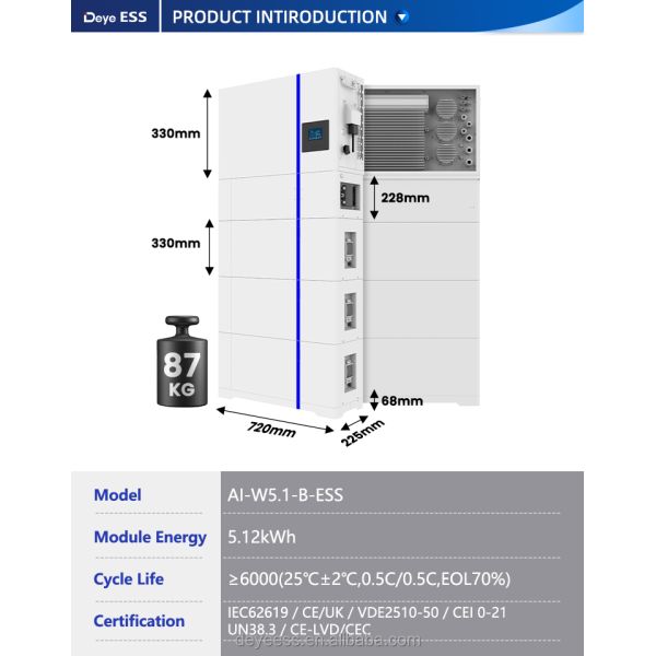 Deye AI-W5.1-B-ESS 2024 Home Energy Power Storage Lifepo4 Lithium Ion Battery for Solar New Listing