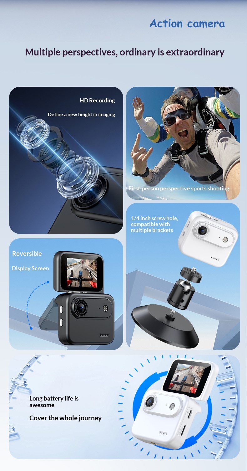 Cross-Border Best-Selling Y360 4K Outdoor Sports Camera Mini Thumb 128G 2.0-inch Screen 140 Wide Angle Handheld Vlog Video