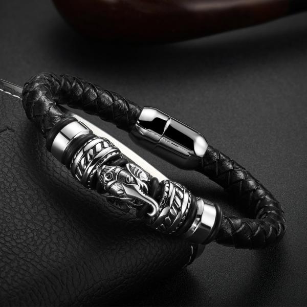 Custom stainless steel jewelry fashion mens leather bracelet/charm bracelet jewelry