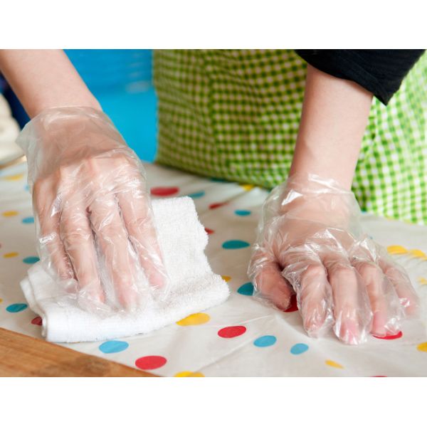 Disposable Plastic Gloves Powder Free Clear Polyethylene For Cleaning , Hair Coloring