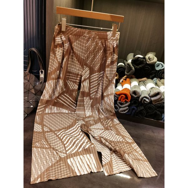 Women's High Waist Elegant Elastic Straight-Leg Casual Pants Unique Irregular Print New Summer Collection Wide-Leg Flat Design