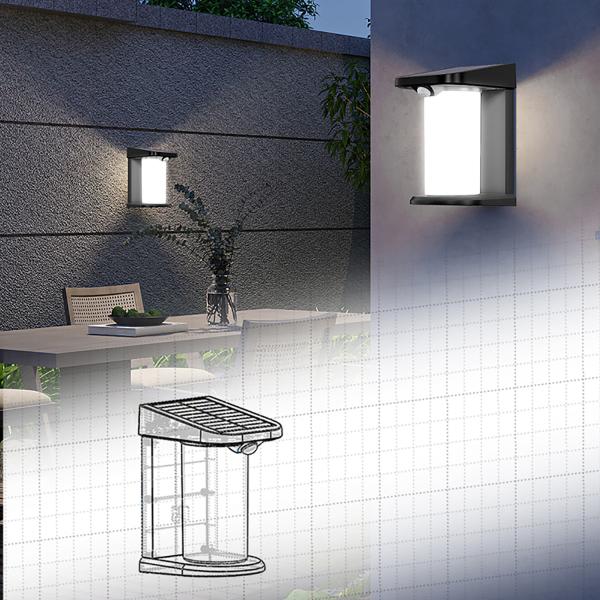 Solar Wall Light CRI 80 6000K-6500K Neutral White -5-50℃ Decorative Motion Sensor Action Solar Wall Mounted Light