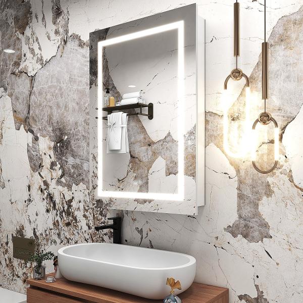 Rectangle IP44 Adapté à la lumière LED salle de bains Cabinet de miroir murale avec design de salon de coiffure
