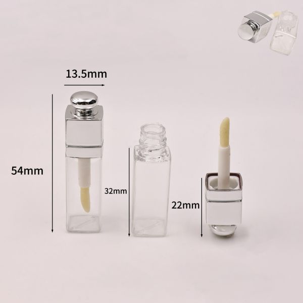 Empty Lip Gloss Tube Square Acrylic Tube Luxury Lip Gloss Packaging Private Label Cosmetics Packaging