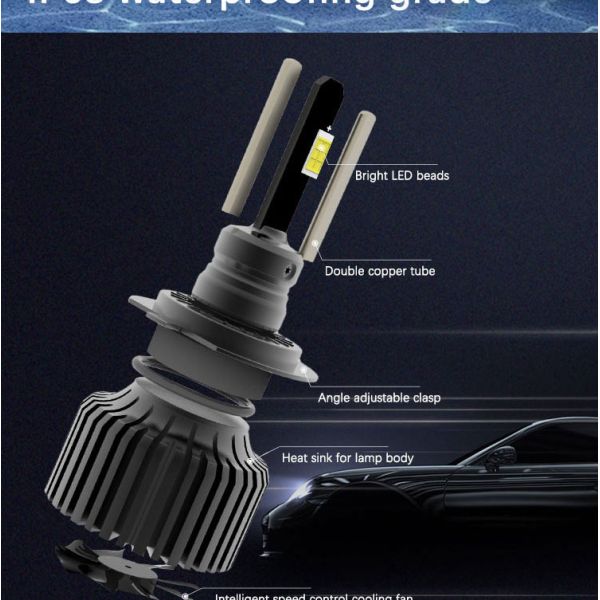 120 Watt H7 LED Headlight Bulb Universal Auto Lighting System New Alloy Brass Front Lamp 6500K 9000LM 24V YOUCHESHI 24-Month