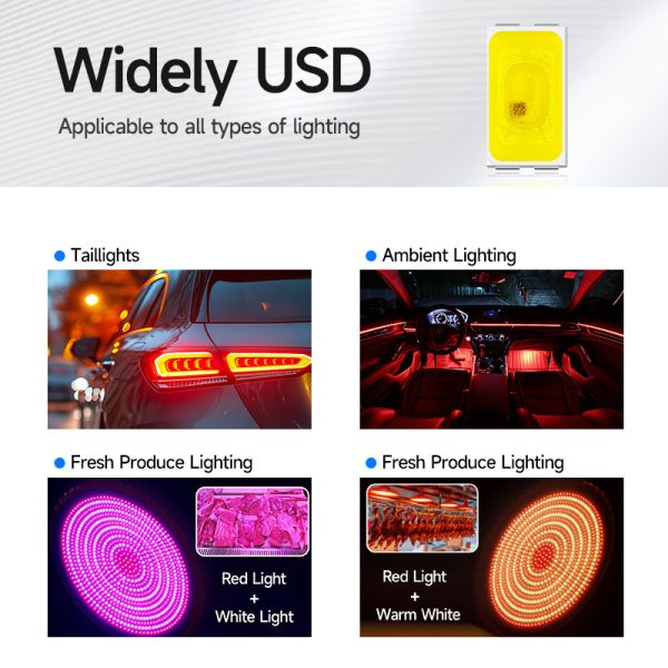 Bi-color Full spectrum White and Red 5630 Smd Led Chip 0.5W 620nm 2V 150 MA two colors for Car Fog Light and Car interior ambient lighting 3 Year Warranty