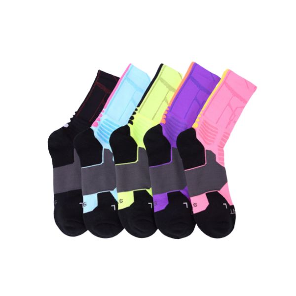 Custom Brand Name Black Athletic Running Calf Sport Socks / Fashion Basketball Socks