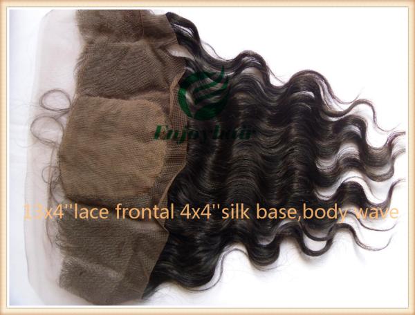 Indian virgin remy hair silk lace frontal 13''x4'' ,natural color body wave 10''-24''.
