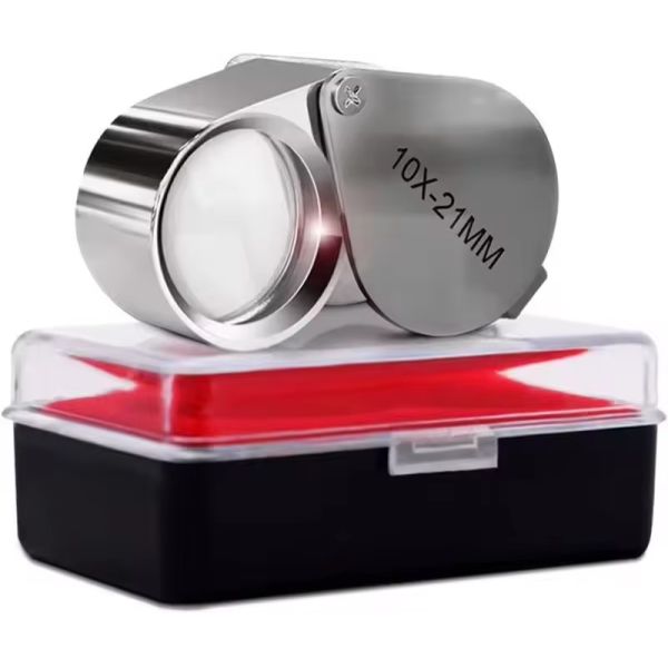 10X Magnification Jewelers' Loupe with Foldable Design and Durable Metal Construction for Jewelry Inspection