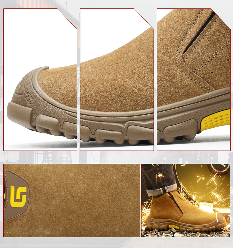 Anti-Static Work Shoes Breathable Solid Outsole Suede Leather Steel Toe Puncture-Resistant Men’s Summer Dust-Free Wear-Resistant