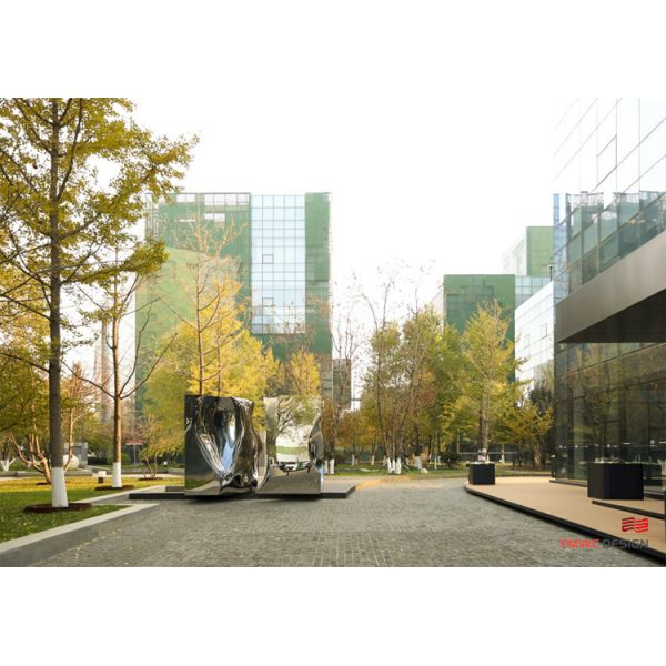 Custom Printing Large Stainless Steel Sculpture with Mirror Finish and Abstract Design
