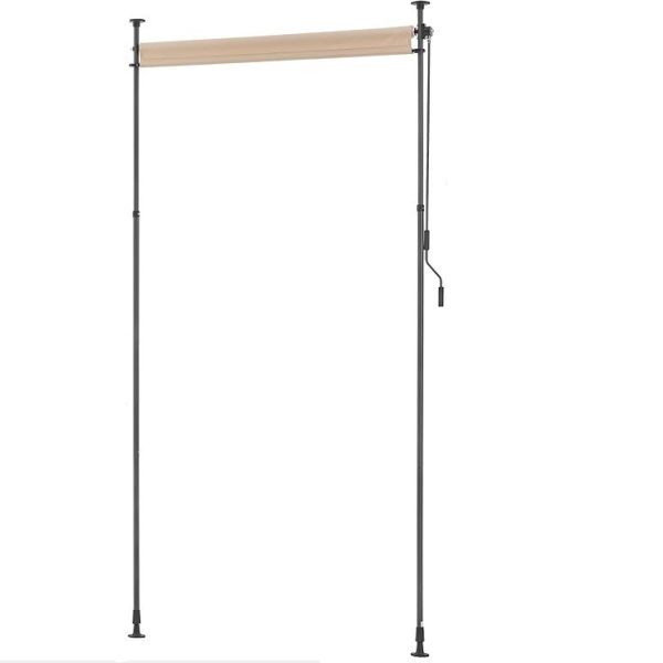 Powder Coated 200x270cm Vertical Awning Water Resistant Grey Fabric for Balcony Garden