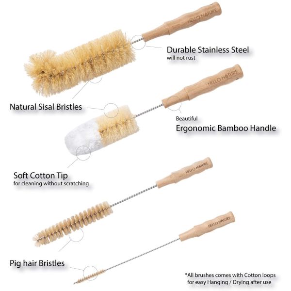 Assorted Wooden Dishwashing Brushes with Rubber Handles