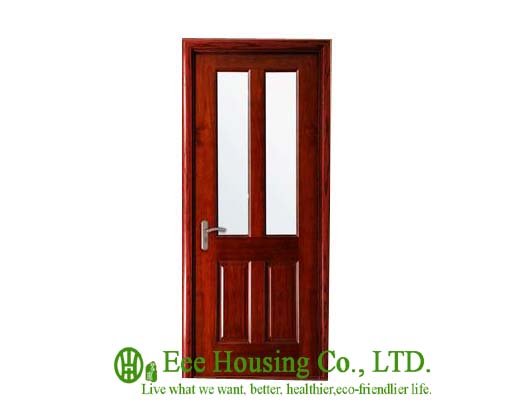 Wooden Timber Veneer door with glazing, exterior swing door, natural veneer door
