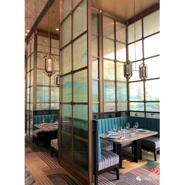 304 Grade Stainless Steel Screen Partition Laser Cut Geometric Patterns Metal Room Divider