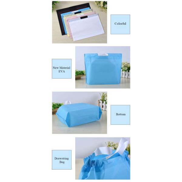 Promotion hanging waterproof drawstring compostable Beam Mouth PE Plastic Clothes Drawstring Shopping Bags