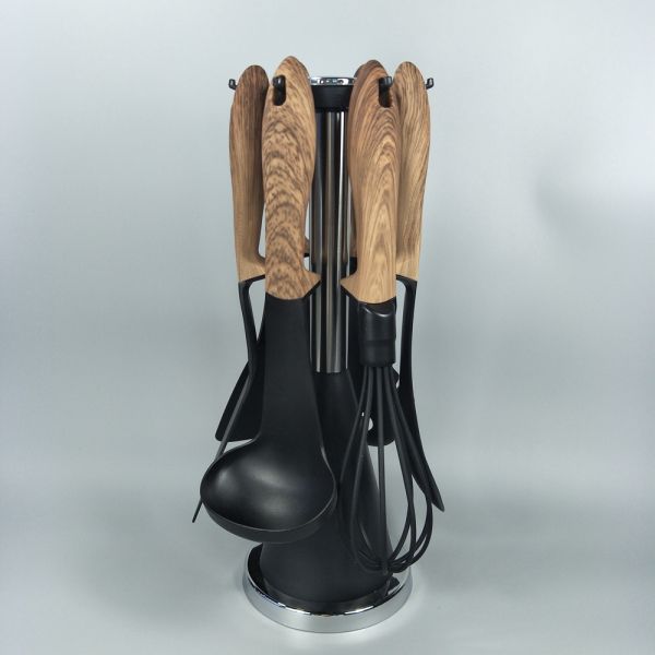 Food Grade Eco-Friendly Kitchenware Non Stick Utensil Set with Heat Resistant Spoons
