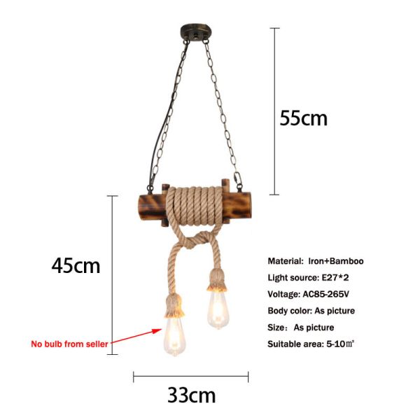 American Retro Attic Light Bamboo  Rope Chandelier(WH-VP-218)