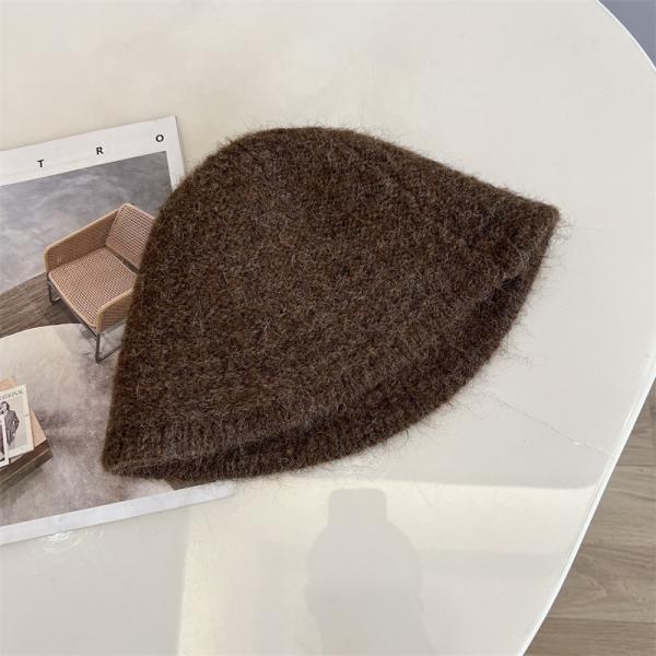 Autumn and Winter New Wool Knitted Bucket Hat for Women Knitted Jacquard Bucket Hat