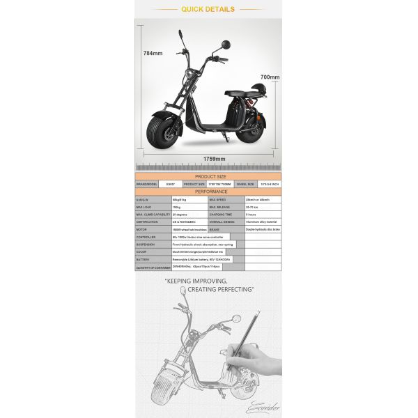 Fast Charging Two Wheel Electric Scooter , Two Wheeled Standing Scooter Eec Approval