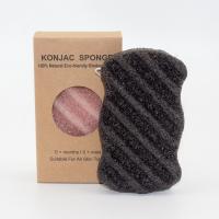 éponge konjac d'Exfoliator d'éponge de corps de charbon de bois formée par vague de 12.5*7.0*2.8cm pour le corps