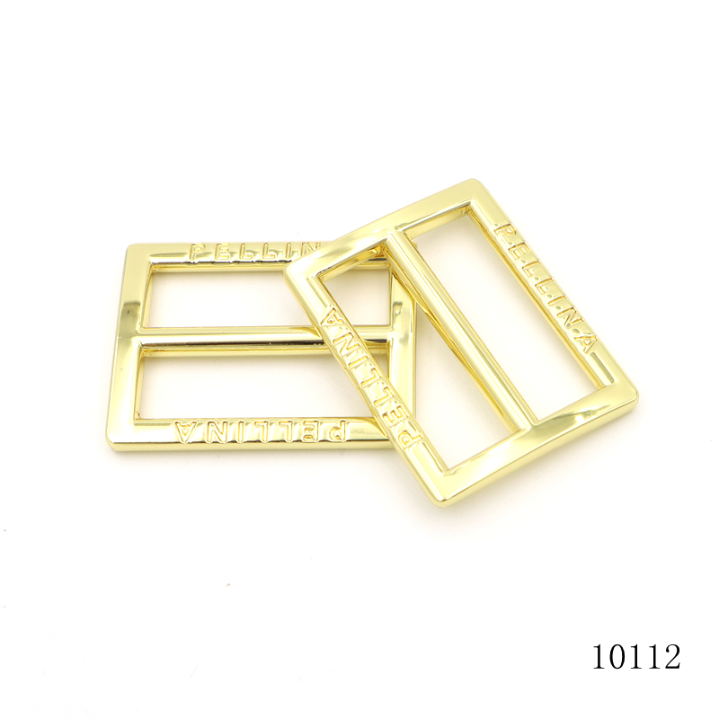 Gold Plated Metal Tri-glider Buckle 32mm Strap Adjusters Custom Logo Slider Buckles