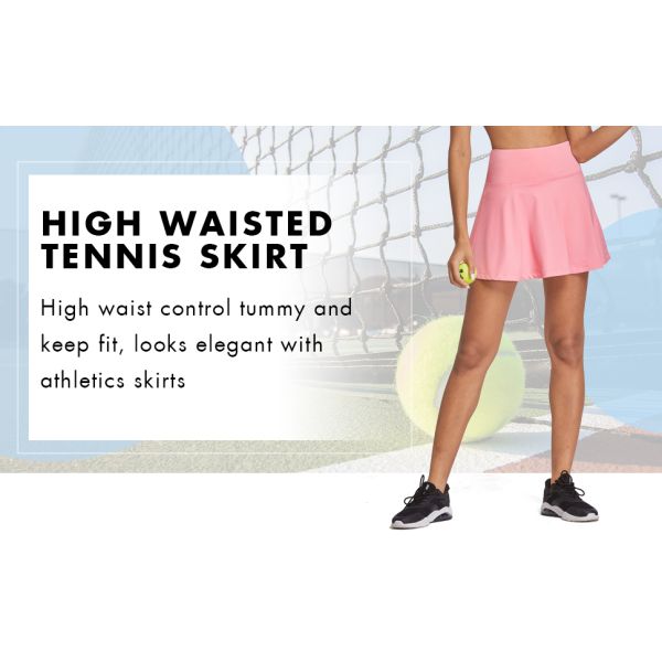 Women Double Layer 2 In 1 High Waisted Tennis Skirt 250gsm With Inside Pockets