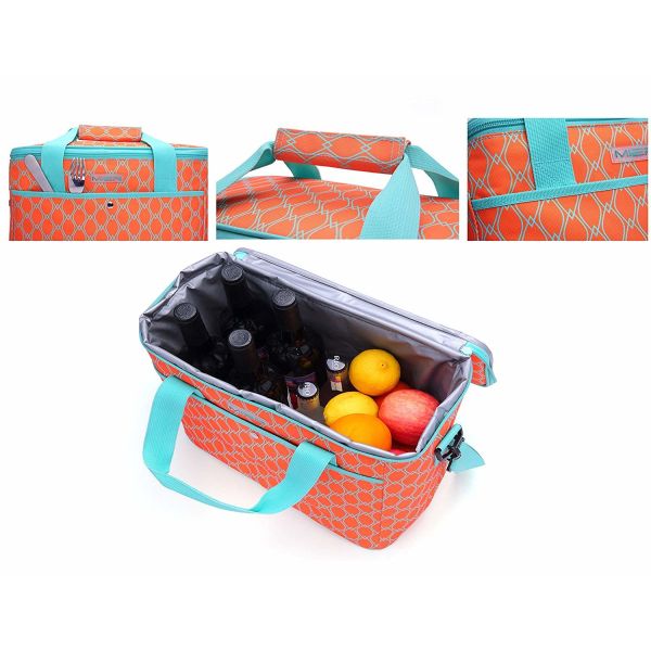 18L Large Soft Insulated Food Cooler Bags For Grocery Camping Orange Color