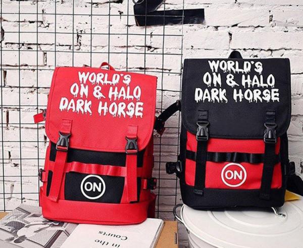 Student campus Japanese graffiti double shoulder bag 2018 color printing backpack men's Korean version