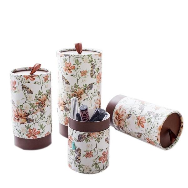Boxes Packaging Box White Paper Cardboard Silk Rope Print Tube Wedding Party Gift Package Tube