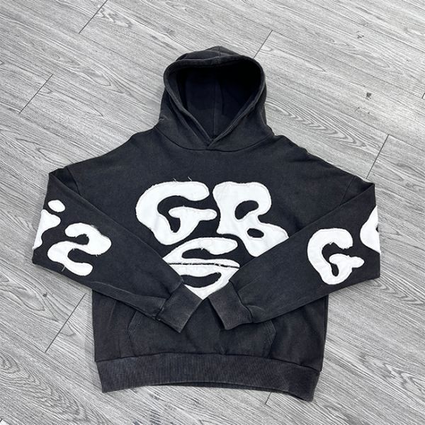 Custom Embroidered Patch logo Acid Washed Vintage Oversized Pullover No String Streetwear Heavyweight Hoodies