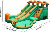 0.55mm PVC Slide de água inflável para crianças Casa de salto explodir parque aquático com 2 slides