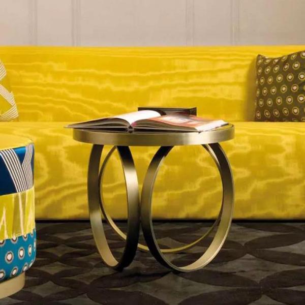 Unique design stanieless steel frame marble top end table round side table for living room