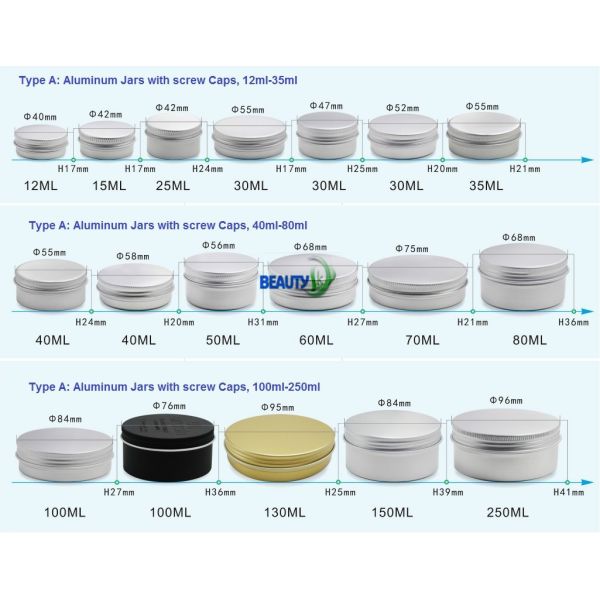 Original Aluminum color 80ml Cosmetic Packaging Face Body Care Cream Empty Aluminum Container Jars